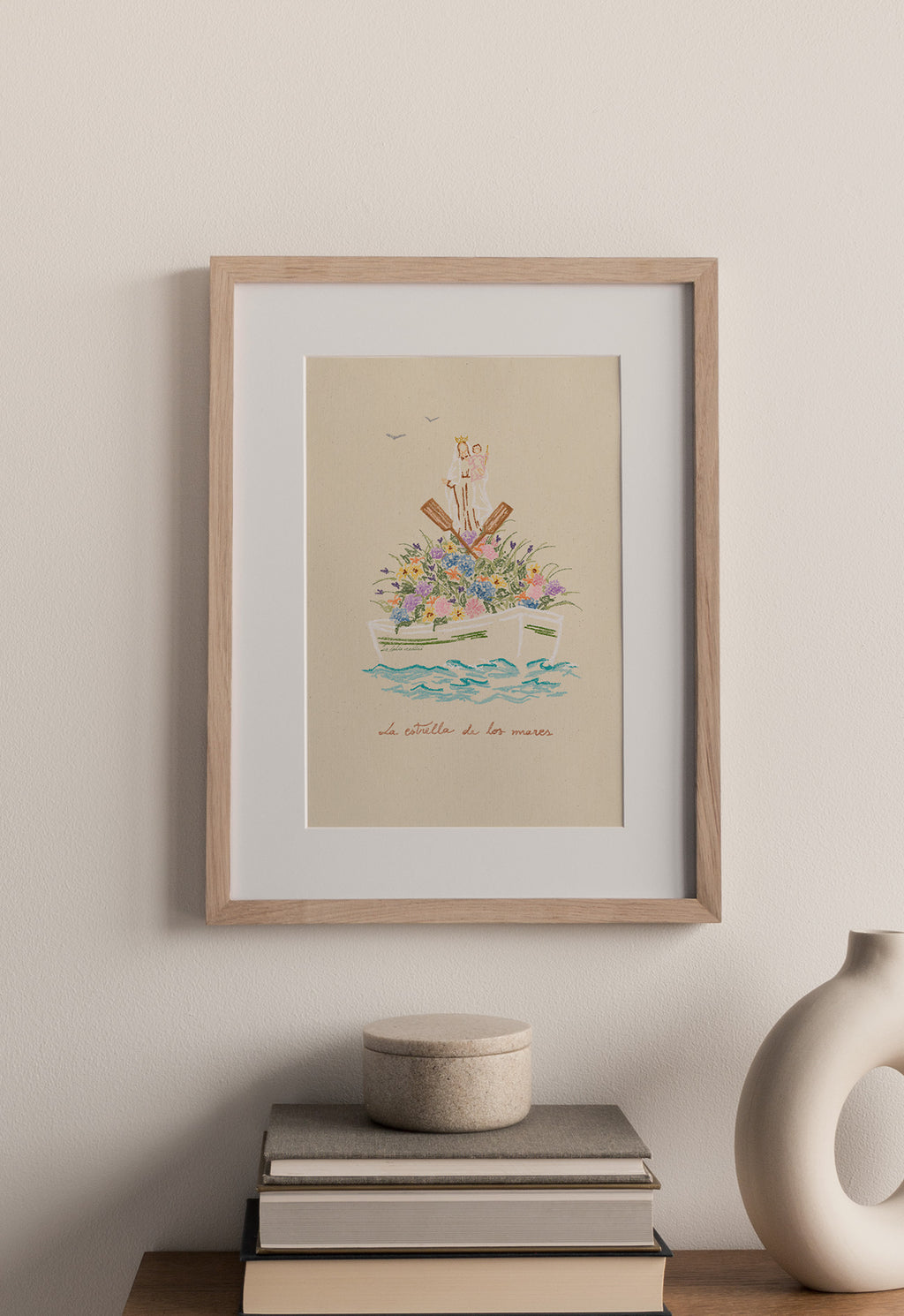 Lámina Virgen del Carmen en barco