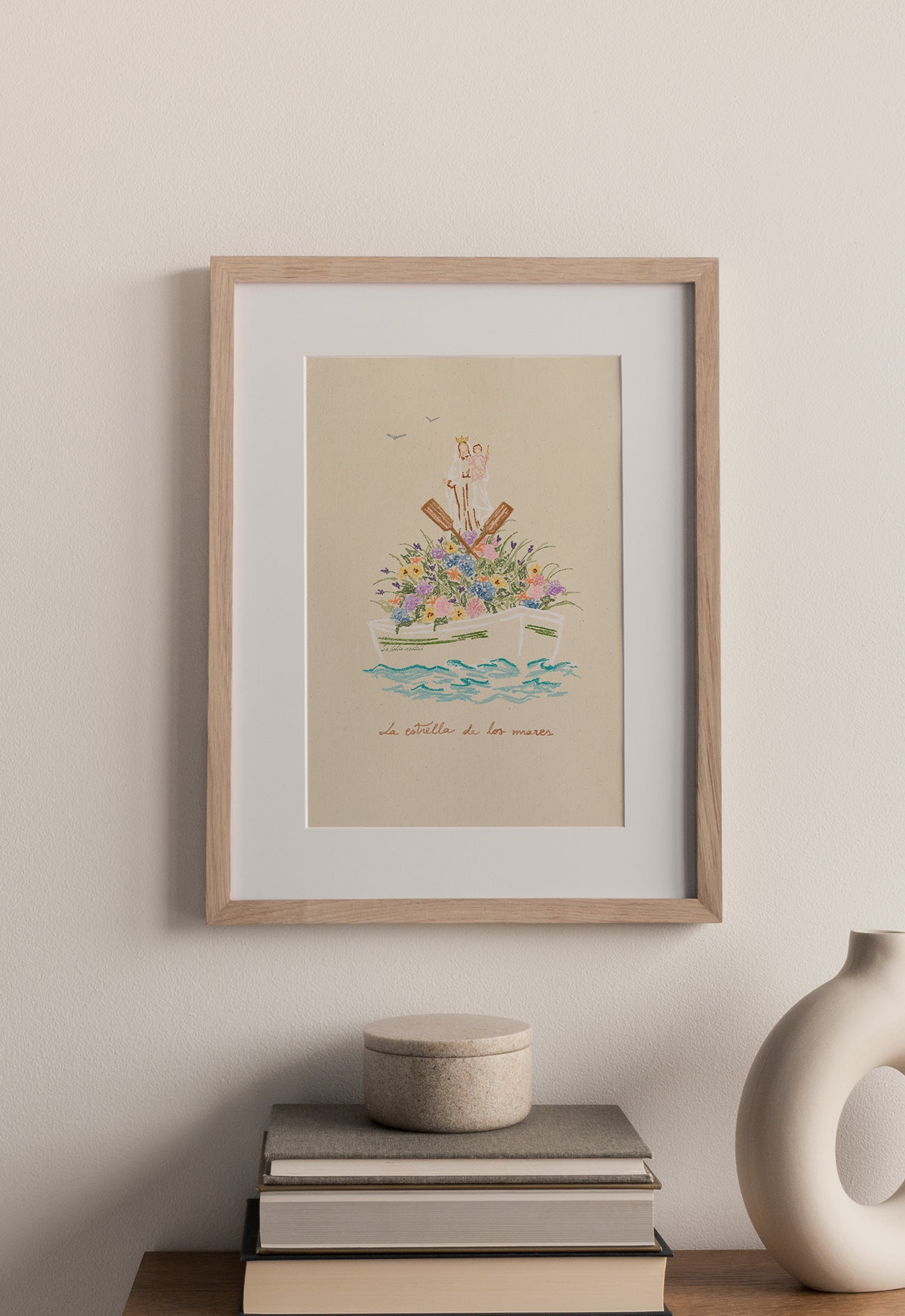 Lámina Virgen del Carmen en barco
